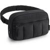 BAGSMART Fanny Packs for Women Cross Body, Quilted Puffy Belt Bag with Pockets, Fashion Waist Packs for Traveling Hiking Pink(Black)