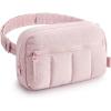 BAGSMART Fanny Packs for Women Cross Body, Quilted Puffy Belt Bag with Pockets, Fashion Waist Packs for Traveling Hiking Pink(Pink)