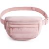 BAGSMART Fanny Packs for Women Two Way Zipper Belt Bag with Adjustable Strap, Puffy Fashion Waist Packs for Traveling Workout, Brown(Baby Pink)