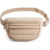 BAGSMART Fanny Packs for Women Two Way Zipper Belt Bag with Adjustable Strap, Puffy Fashion Waist Packs for Traveling Workout, Brown(Brown)