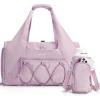 BAGSMART Gym Bag for Women, Lightweight Duffel with Shoe Compartment, Tote Bag with Wet Pocket for Yoga Travel, Pink(Purple)