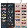 BAGSMART Hanging Jewelry Organizer, Dust Proof Sunglasses Storage Case Wall Mounted, Travel Dual Sided Glasses Case Multiple Pairs, Eyeglasses Holder with 32 Clear Slots & Metal Hook, Black