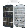BAGSMART Hanging Jewelry Organizer, Necklace Holder Anti-tangle Earrings Rings Hanger with 10 Jewelry Bags Travel Storage Roll with Pockets Hang on Closet, Wall, Door,1 Piece, Small, Black(Grey)