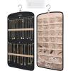 BAGSMART Hanging Jewelry Organizer, Necklace Holder Anti-tangle Earrings Rings Hanger with 10 Jewelry Bags Travel Storage Roll with Pockets Hang on Closet, Wall, Door,1 Piece, Small, Black(Black)