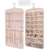 BAGSMART Hanging Jewelry Organizer, Necklace Holder Anti-tangle Earrings Rings Hanger with 10 Jewelry Bags Travel Storage Roll with Pockets Hang on Closet, Wall, Door,1 Piece, Small, Black(Pink)