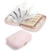 BAGSMART Jewelry Travel Case, Ring Binder Storage Book with Clear Pockets, Zippered Organizer for Necklace, Earrings, Rings, Bracelet, Pink(Pink)