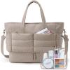 BAGSMART Large Travel Duffel Bag with Shoe Compartment, Puffer Carry-On Gym Weekender Bag for Women, Charcoal(Tan)