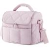 BAGSMART Lunch Bag Women, Double Deck Insulated Lunch Box, Quilted Puffer Lunch Tote, Leakproof, Durable & Reusable Large Lunch Cooler For Work Picnic Travel Meal Prep, Sage Green(Pink)
