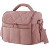 BAGSMART Lunch Bag Women, Double Deck Insulated Lunch Box, Quilted Puffer Lunch Tote, Leakproof, Durable & Reusable Large Lunch Cooler For Work Picnic Travel Meal Prep, Sage Green(Dark Pink)