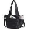BAGSMART Lunch Bag Women Small Insulated Tote with Lunch Compartment Quilted Lightweight Puffy Tote Bag for Work, Travel, Outdoor, Pink(01-black)