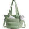 BAGSMART Lunch Bag Women Small Insulated Tote with Lunch Compartment Quilted Lightweight Puffy Tote Bag for Work, Travel, Outdoor, Pink(04-Green)