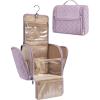 BAGSMART Makeup Bag for Women with Hanging Hook – Portable Cosmetic Case, Large Capacity Door Room Essentials Travel Organizer for Full Sized Cosmetics and Toiletries, Black(Purple)