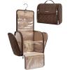 BAGSMART Makeup Bag for Women with Hanging Hook – Portable Cosmetic Case, Large Capacity Door Room Essentials Travel Organizer for Full Sized Cosmetics and Toiletries, Black(Tan Brown)