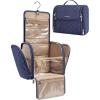 BAGSMART Makeup Bag for Women with Hanging Hook – Portable Cosmetic Case, Large Capacity Door Room Essentials Travel Organizer for Full Sized Cosmetics and Toiletries, Black(Navy Blue)