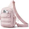 BAGSMART Small Sling Bag for Women, Puffer Crossbody Bag Purses Hobo Handbag Fanny Packs for Travel Hiking(Pink)