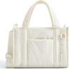 BAGSMART Small Tote Bag for Women, Crossbody Bag with Zipper, Crush Bow Purses for Travel Work College(White)