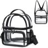 BAGSMART Stadium Approved Clear Bag 12″x6″x12″, Double Deck Lunch Box, Convertible to Backpack, Waterproof PVC, Pink(Black)