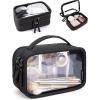 BAGSMART TSA-Approved Toiletry Bag, Large Opening Clear Makeup Bag with Handle, Quart Sized Travel Toiletry Bag, Carry-On Airline Compliant for Men and Women (Black)(Black)