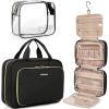 BAGSMART Toiletry Bag Hanging Travel Makeup Organizer with TSA Approved Transparent Cosmetic Bag Makeup Bag for Full Sized Toiletries, Medium-Pink(Black)