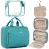 BAGSMART Toiletry Bag Hanging Travel Makeup Organizer with TSA Approved Transparent Cosmetic Bag Makeup Bag for Full Sized Toiletries, Medium-Pink(Blue)