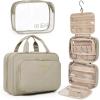 BAGSMART Toiletry Bag Hanging Travel Makeup Organizer with TSA Approved Transparent Cosmetic Bag Makeup Bag for Full Sized Toiletries, Medium-Pink(Camel)