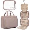 BAGSMART Toiletry Bag Hanging Travel Makeup Organizer with TSA Approved Transparent Cosmetic Bag Makeup Bag for Full Sized Toiletries, Medium-Pink(Dark Purple)