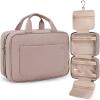 BAGSMART Toiletry Bag Travel Bag with Hanging Hook, Water-resistant Makeup Cosmetic Bag Travel Organizer for Accessories, Shampoo, Full-size Container, Toiletries (Baby Pink, Medium)(Dirty purple)