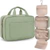 BAGSMART Toiletry Bag Travel Bag with Hanging Hook, Water-resistant Makeup Cosmetic Bag Travel Organizer for Accessories, Shampoo, Full-size Container, Toiletries (Baby Pink, Medium)(Green)