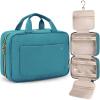 BAGSMART Toiletry Bag Travel Bag with Hanging Hook, Water-resistant Makeup Cosmetic Bag Travel Organizer for Accessories, Shampoo, Full-size Container, Toiletries (Baby Pink, Medium)(Teal)