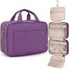 BAGSMART Toiletry Bag Travel Bag with Hanging Hook, Water-resistant Makeup Cosmetic Bag Travel Organizer for Accessories, Shampoo, Full-size Container, Toiletries (Baby Pink, Medium)(Purple)