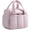 BAGSMART Toiletry Bag for Women with Dual-Padded Handles, Puffy Lightweight Makeup Bag for Makeup Accessories, Brushes Set, Travel-Sized Container, Camel(Baby Pink)