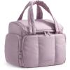 BAGSMART Toiletry Bag for Women with Dual-Padded Handles, Puffy Lightweight Makeup Bag for Makeup Accessories, Brushes Set, Travel-Sized Container, Camel(Lilac Purple)