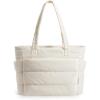 BAGSMART Tote Bag for Women, Lightweight Puffy Tote Bag with Compartments Shoulder Bag Handbag for Travel, Work, Gym(Beige)