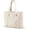 BAGSMART Tote Bag for Women, Tote Bag with Zipper Work Tote with Compartments Nurse Shoulder Hanbag for Travel, Gym(Beige)