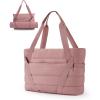 BAGSMART Tote Bag for Women with Zipper and Yoga Mat Straps Quilted Gym Tote for Travel, Work, Sport(Dark Pink)