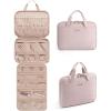 BAGSMART Travel Jewelry Case, Hanging Roll Jewelry Bag with Zipper Pockets Jewelry from Oxidation, Large Capacity for Earrings, Necklaces, Rings on Closet, Wall, Door, Portable Travel Essentials, Pink(Pink)