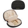 BAGSMART Travel Jewelry Case Jewelry Organizer Storage Roll Rings Necklaces Earrings Bracelets Brooches Watch Large Portable Light Pink(B-Black)