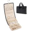 BAGSMART Travel Jewelry Case Organizer, Large Capacity Foldable Jewelry Roll for Journey – Rings, Necklaces, Earrings, Bracelets, Fashion Black
