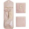 BAGSMART Travel Jewelry Organizer Case Foldable Small Jewelry Roll for Journey Rings, Necklaces, Earrings, Bracelets,Mini,Soft Pink(Pink-C)