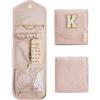 BAGSMART Travel Jewelry Organizer Case Foldable Small Jewelry Roll for Journey Rings, Necklaces, Earrings, Bracelets,Mini,Soft Pink(Pink-K)