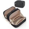 BAGSMART Travel Makeup Bag, Make Up Bag with Multiple Compartments for Organizer, Durable & Compact Cosmetic Organizer for Women for Travel Accessories (Beige)(Black)