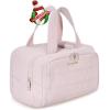 BAGSMART Travel Toiletry Bag, Lightweight Large Wide-open Travel Bag for Women, Puffy Cosmetic Makeup Bag Organizer with Handle for Accessories,Essentials, Toiletries, Black(d-Pink)