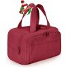 BAGSMART Travel Toiletry Bag, Lightweight Large Wide-open Travel Bag for Women, Puffy Cosmetic Makeup Bag Organizer with Handle for Accessories,Essentials, Toiletries, Black(g-Vintage Berry)