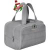 BAGSMART Travel Toiletry Bag, Lightweight Large Wide-open Travel Bag for Women, Puffy Cosmetic Makeup Bag Organizer with Handle for Accessories,Essentials, Toiletries, Black(e-Grey)