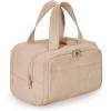 BAGSMART Travel Toiletry Bag, Lightweight Large Wide-open Travel Bag for Women, Puffy Cosmetic Makeup Bag Organizer with Handle for Accessories,Essentials, Toiletries, Black(g-Khaki)
