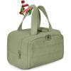 BAGSMART Travel Toiletry Bag, Lightweight Large Wide-open Travel Bag for Women, Puffy Cosmetic Makeup Bag Organizer with Handle for Accessories,Essentials, Toiletries, Black(e-Army Green)