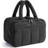 BAGSMART Travel Toiletry Bag, Puffy Large Toiletry Bag for Women, Lightweight Cosmetic Makeup Bag Organizer with Handle for Traveling, Accessories, Essentials, Toiletries (Black)(B-Black)