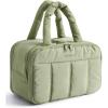 BAGSMART Travel Toiletry Bag, Puffy Large Toiletry Bag for Women, Lightweight Cosmetic Makeup Bag Organizer with Handle for Traveling, Accessories, Essentials, Toiletries (Black)(E-Green)