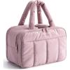 BAGSMART Travel Toiletry Bag, Puffy Large Toiletry Bag for Women, Lightweight Cosmetic Makeup Bag Organizer with Handle for Traveling, Accessories, Essentials, Toiletries (Black)(G-Purple)
