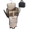 BAGSMART Travel Toiletry Bag with Removable Partition, Puffy Water-resistant Fabric Hanging Organizer for Full-Size Toiletries, Accessories, Black(Black)